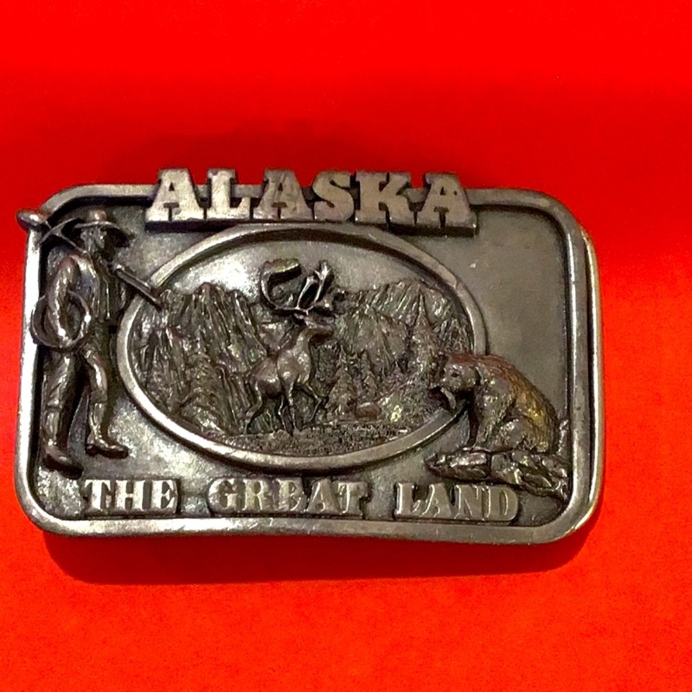 Alaska The Great Land belt buckle, 1983 Z-20 Siskiyou Buckle Co